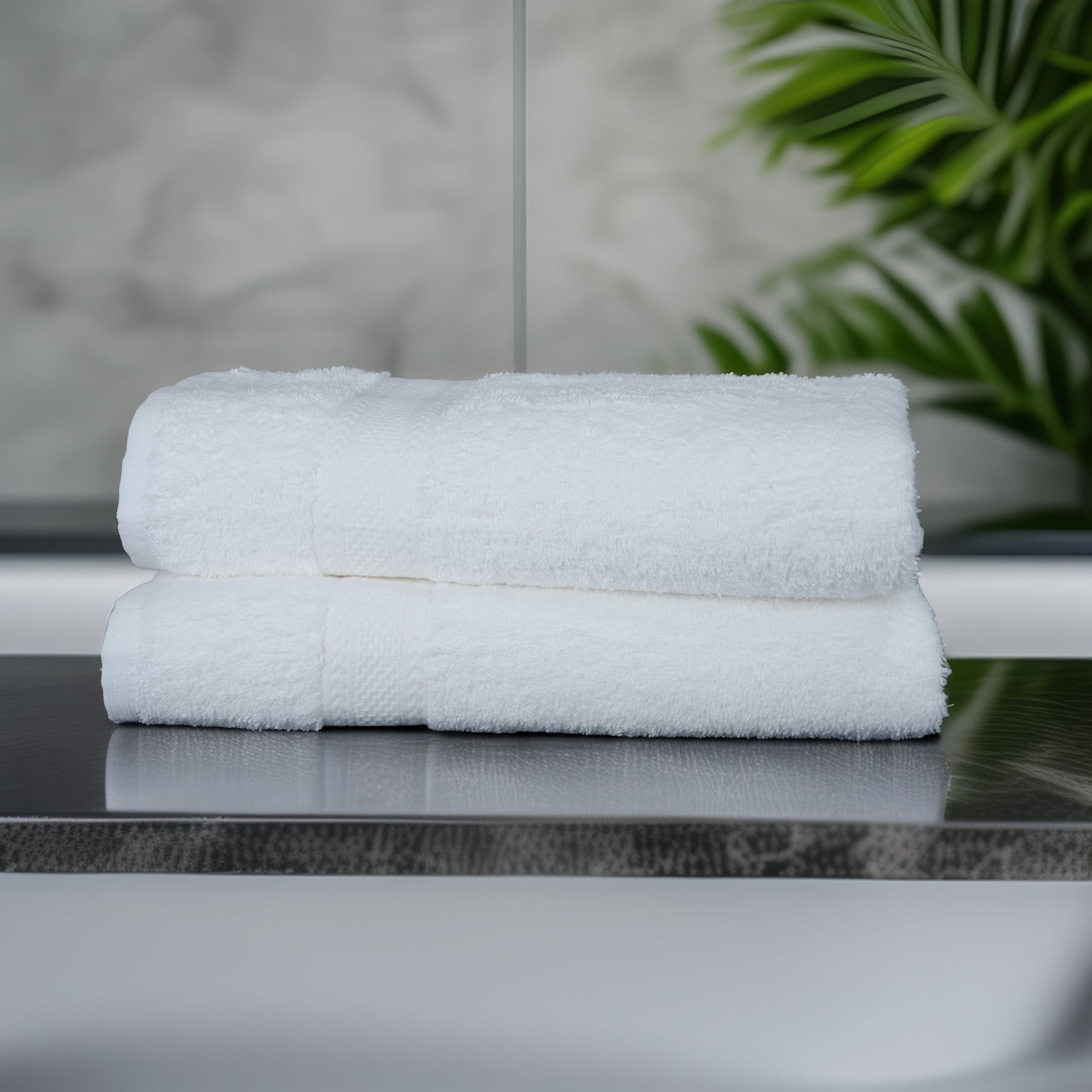 TEXCRAFT 24x50 white towels for professional baths and grooming.