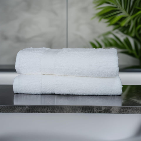 TEXCRAFT 24x50 white towels for professional baths and grooming.