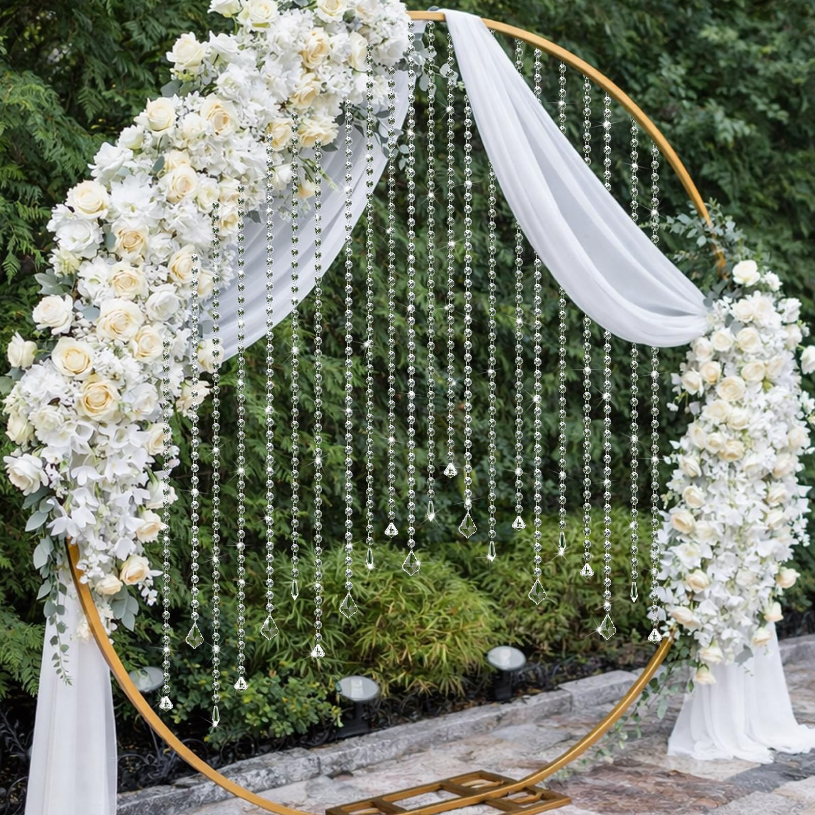 Teyva Daily crystal garland with 24 clear strands for versatile wedding and party accents.