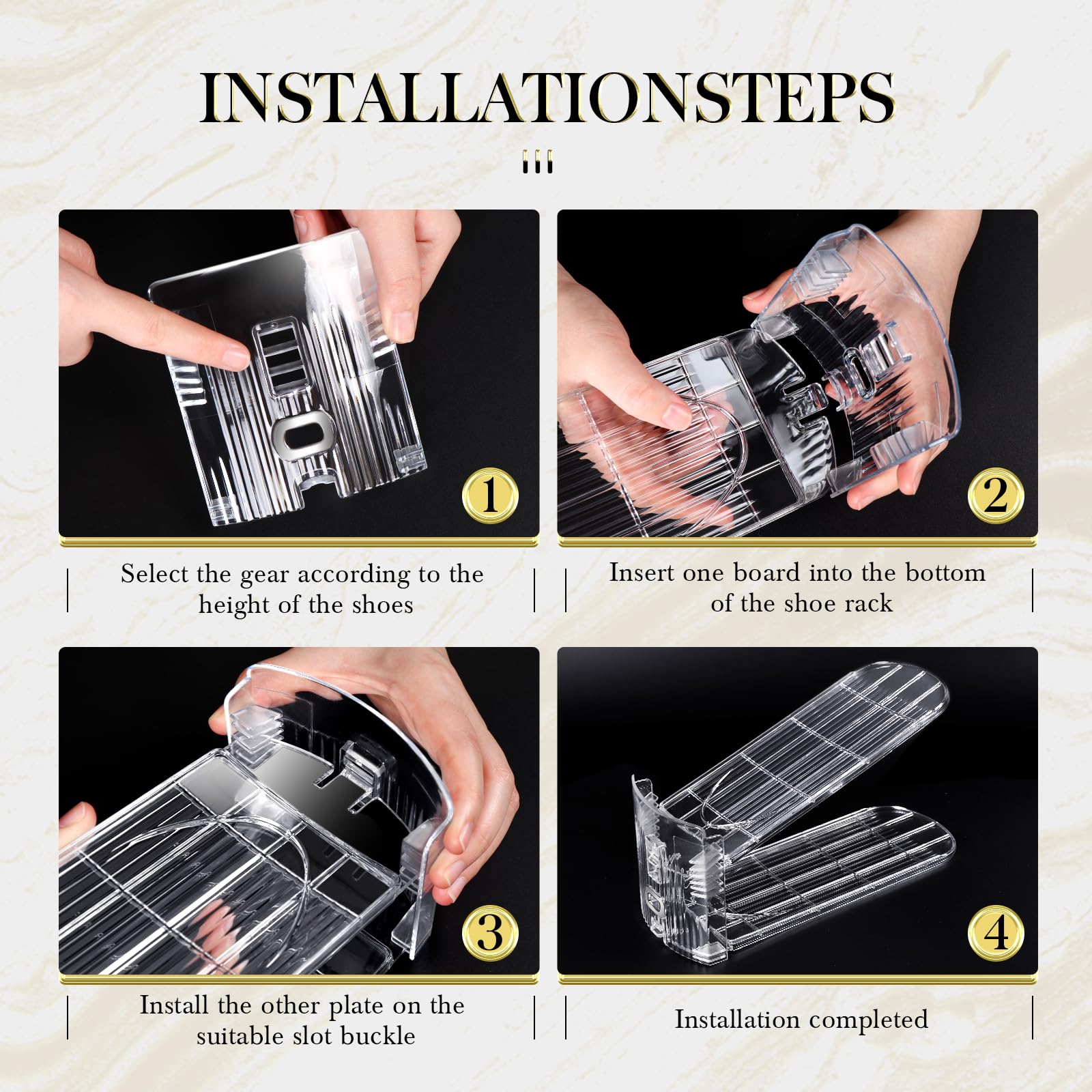 Tgzwme Shoe Slots Organizer 12-pack two-level baffle detail illustrates easy stacking.