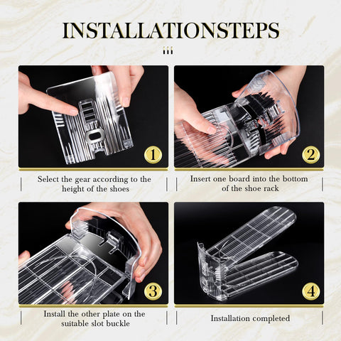 Tgzwme Shoe Slots Organizer 12-pack two-level baffle detail illustrates easy stacking.