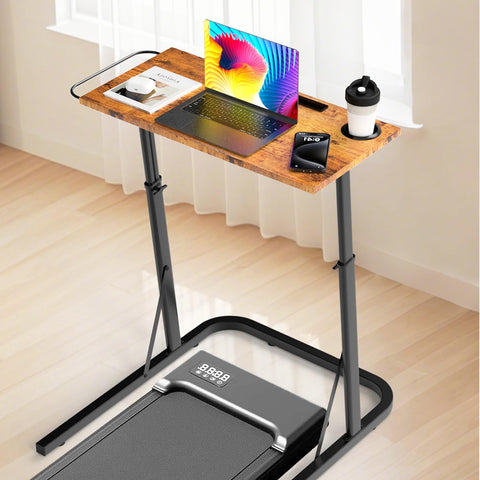 THAILE adjustable treadmill desk with wood top for ergonomic work while walking.