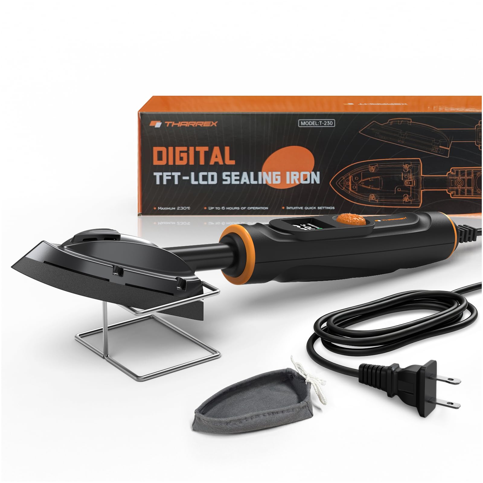 THARREX digital edge banding iron with LCD screen for precise veneer work.