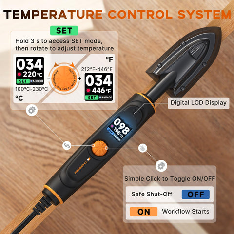 THARREX edge banding iron shows a long 8.2 ft cord for easy reach.