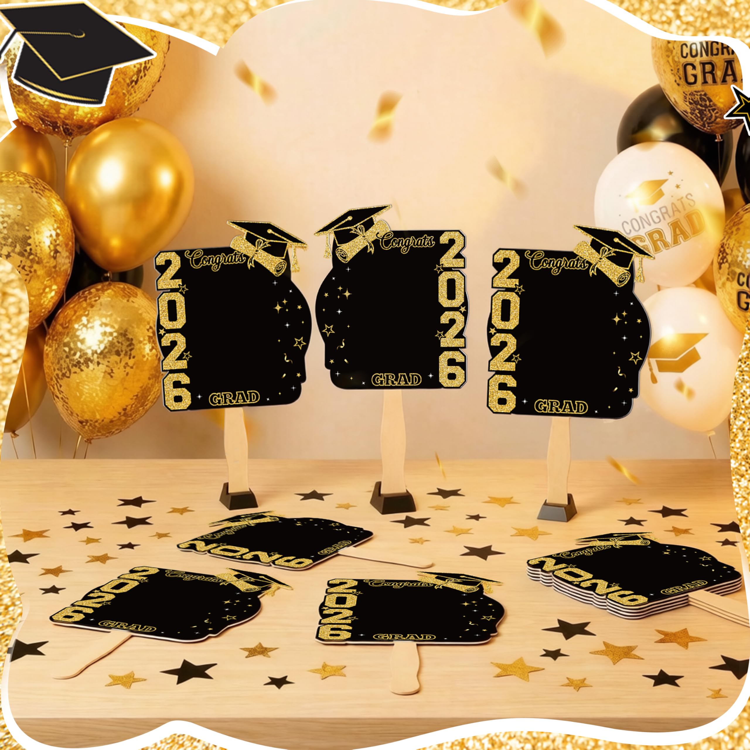 THAWAY graduation fans customizable photo attachment showing 4x6 inch print fit.