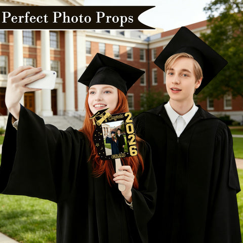THAWAY graduation fans dimensions 21 by 25 cm with wood handle 3.9 inches.