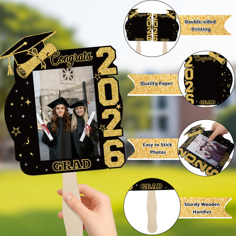 THAWAY graduation fans double-sided design showcased for personalized photo prints.