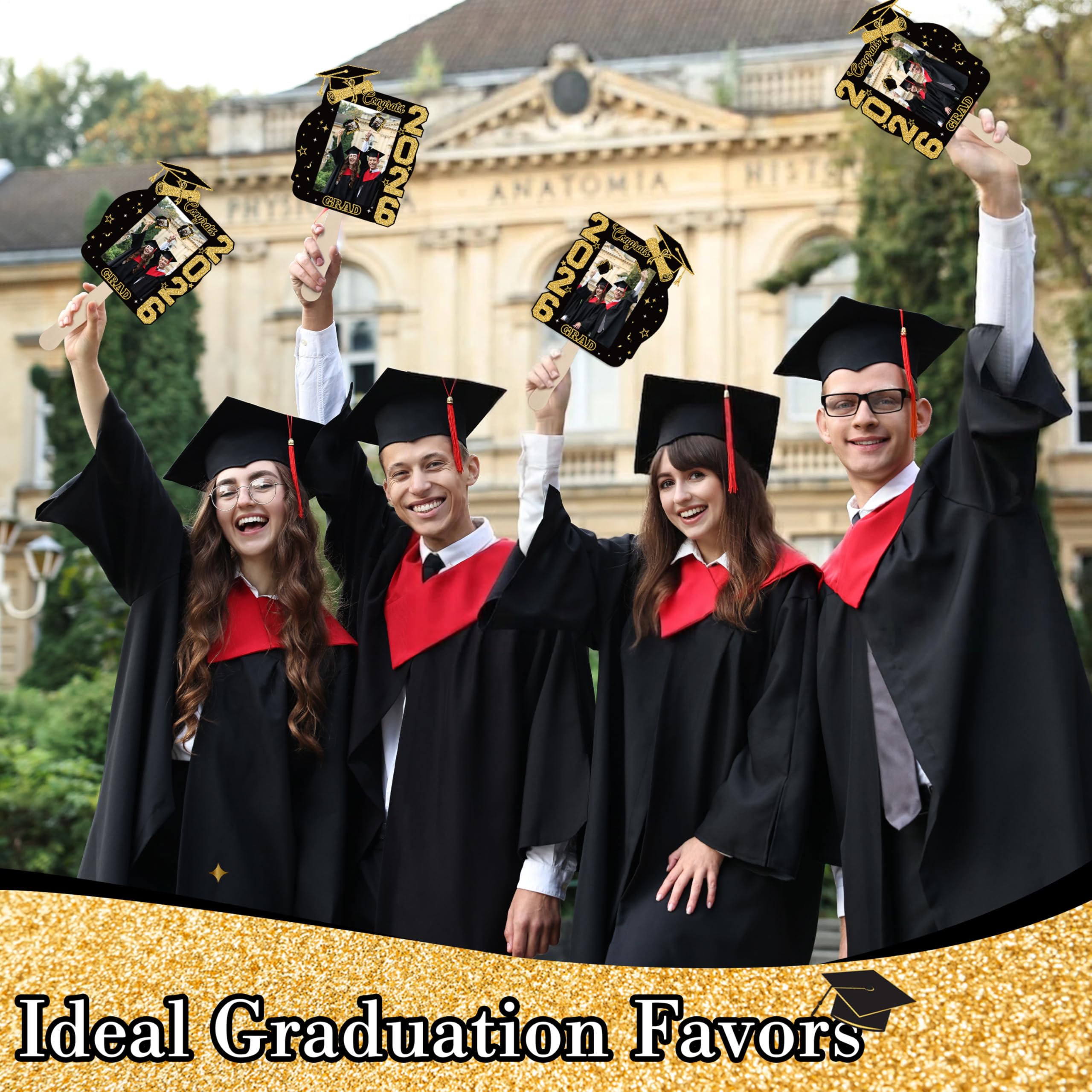 THAWAY graduation fans gold and black theme enhancing elegant party ambiance.