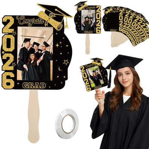THAWAY graduation fans package contents with 24 units and tape for easy DIY personalization.