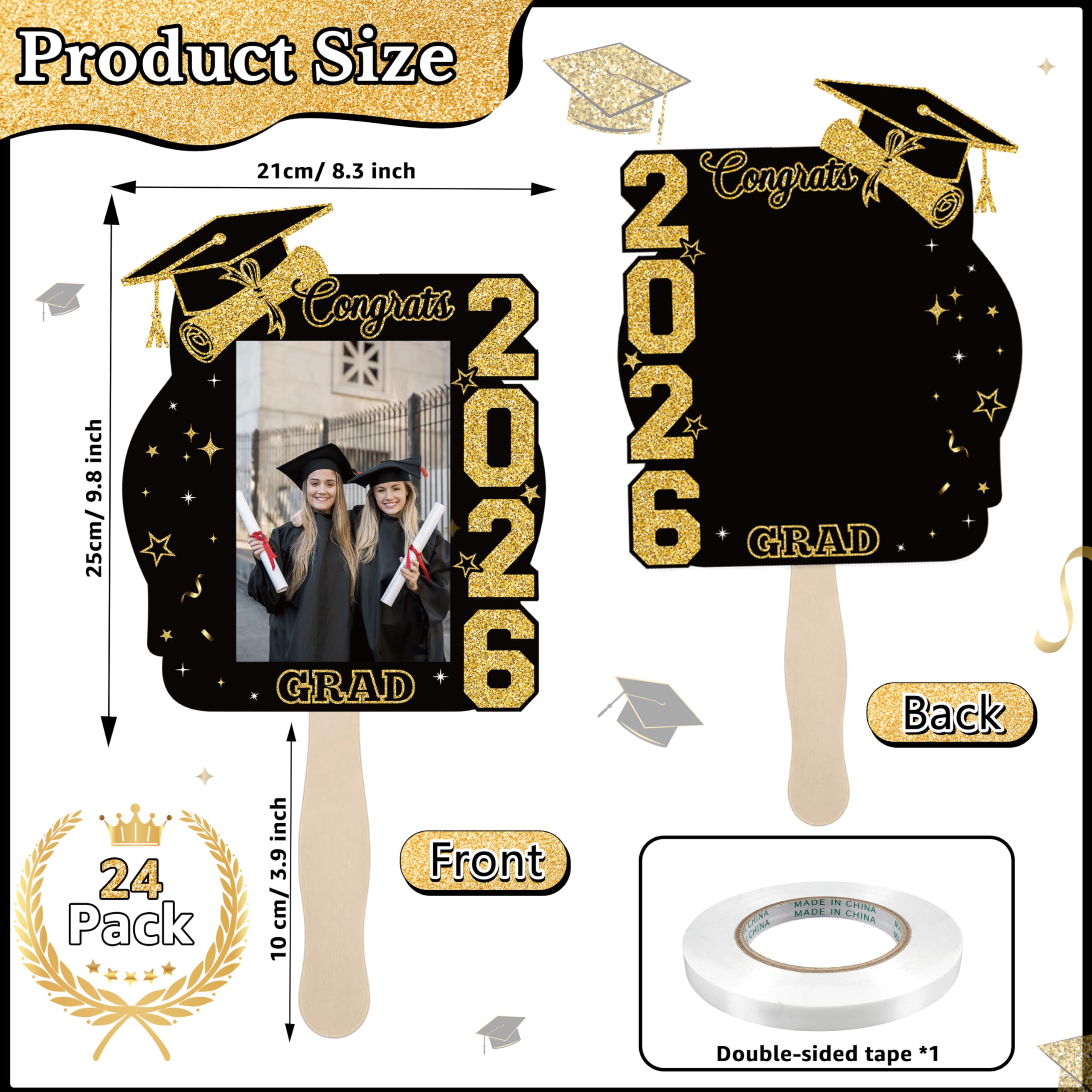 THAWAY graduation fans wooden handle close-up highlighting comfortable grip and display potential.