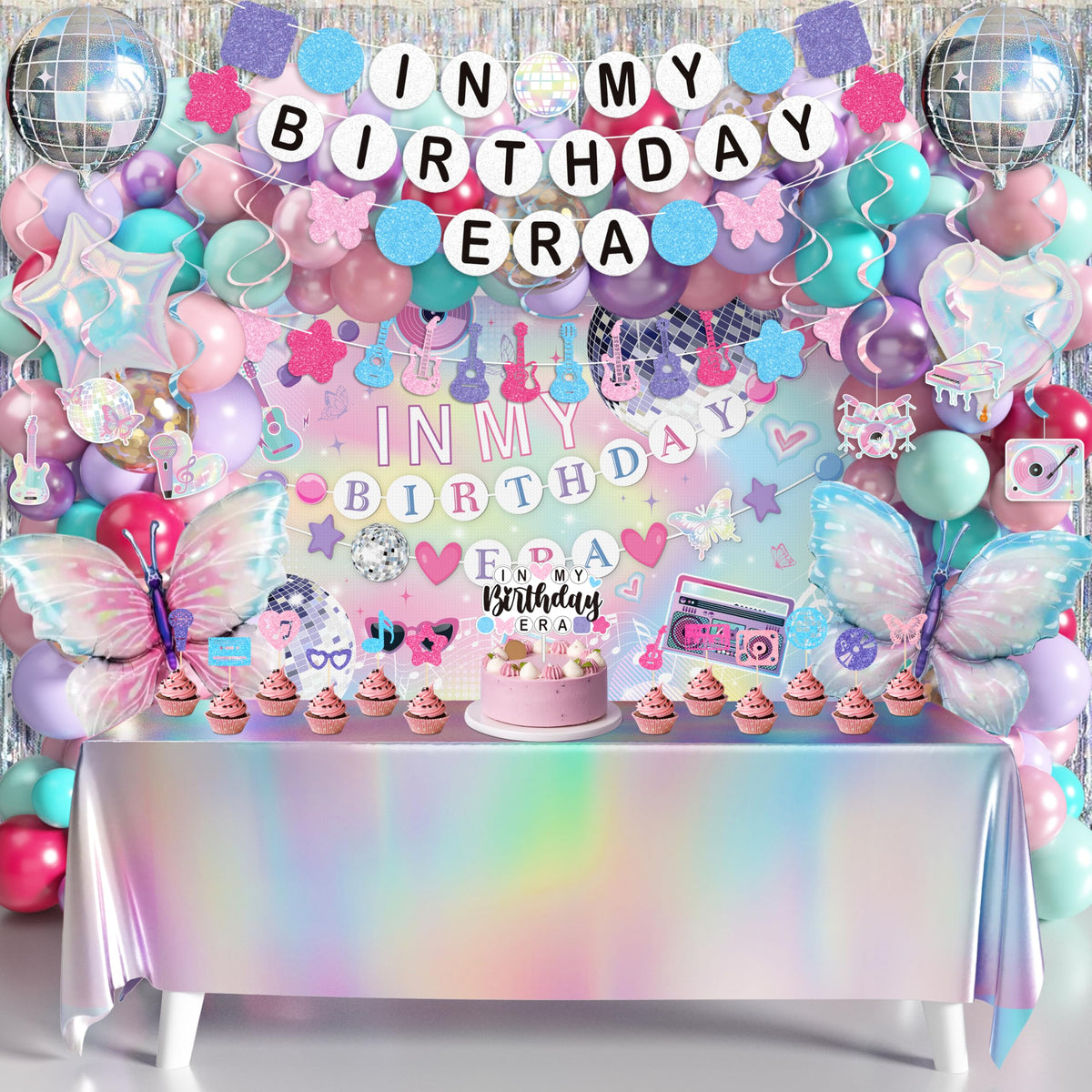 THAWAY In My Birthday Era backdrop creates a shimmering focal point for photos.