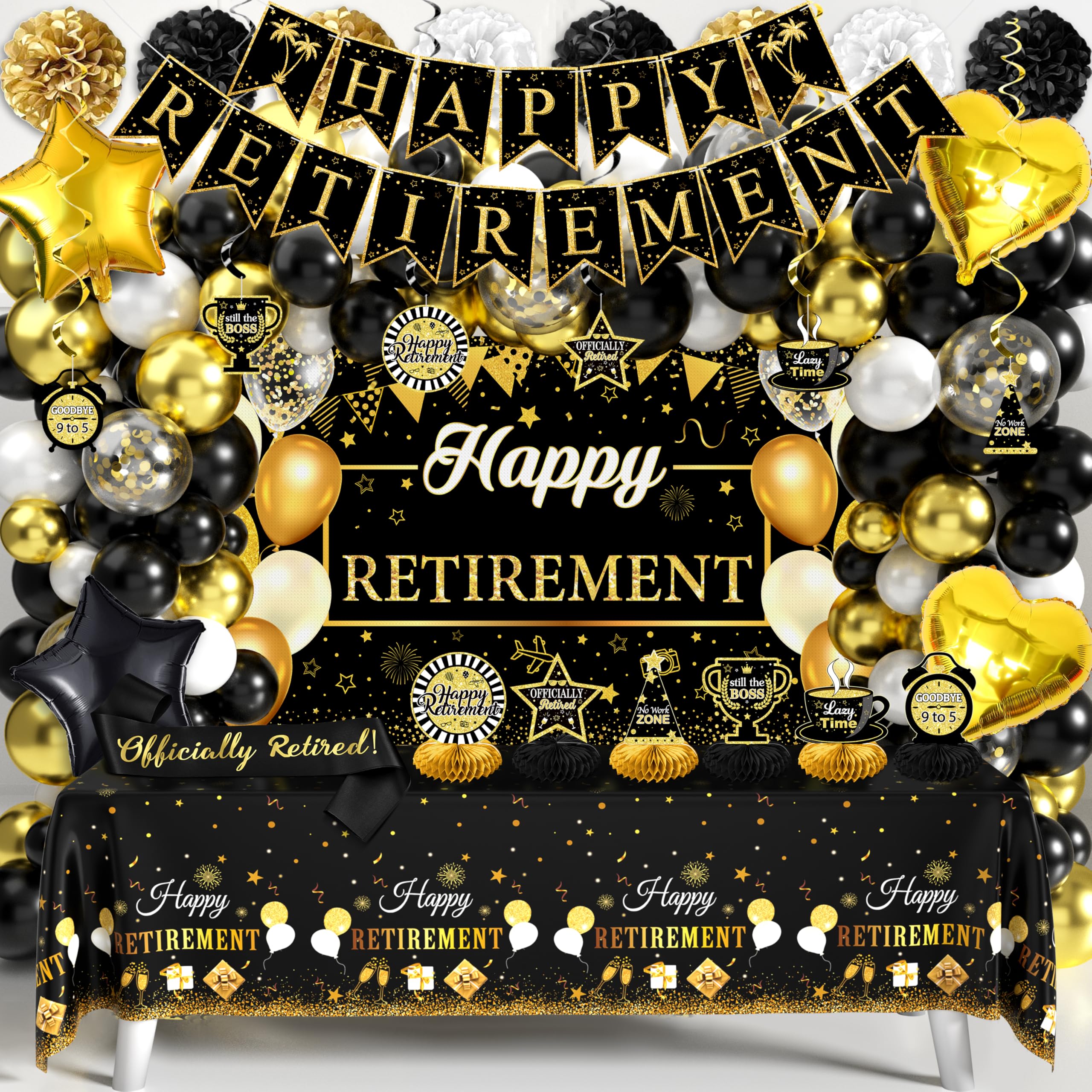THAWAY retirement banner for a classy black-gold party backdrop and focal point