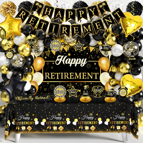 THAWAY retirement banner for a classy black-gold party backdrop and focal point