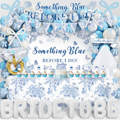 THAWAY Something Blue Backdrop sets a romantic bridal shower photo backdrop.