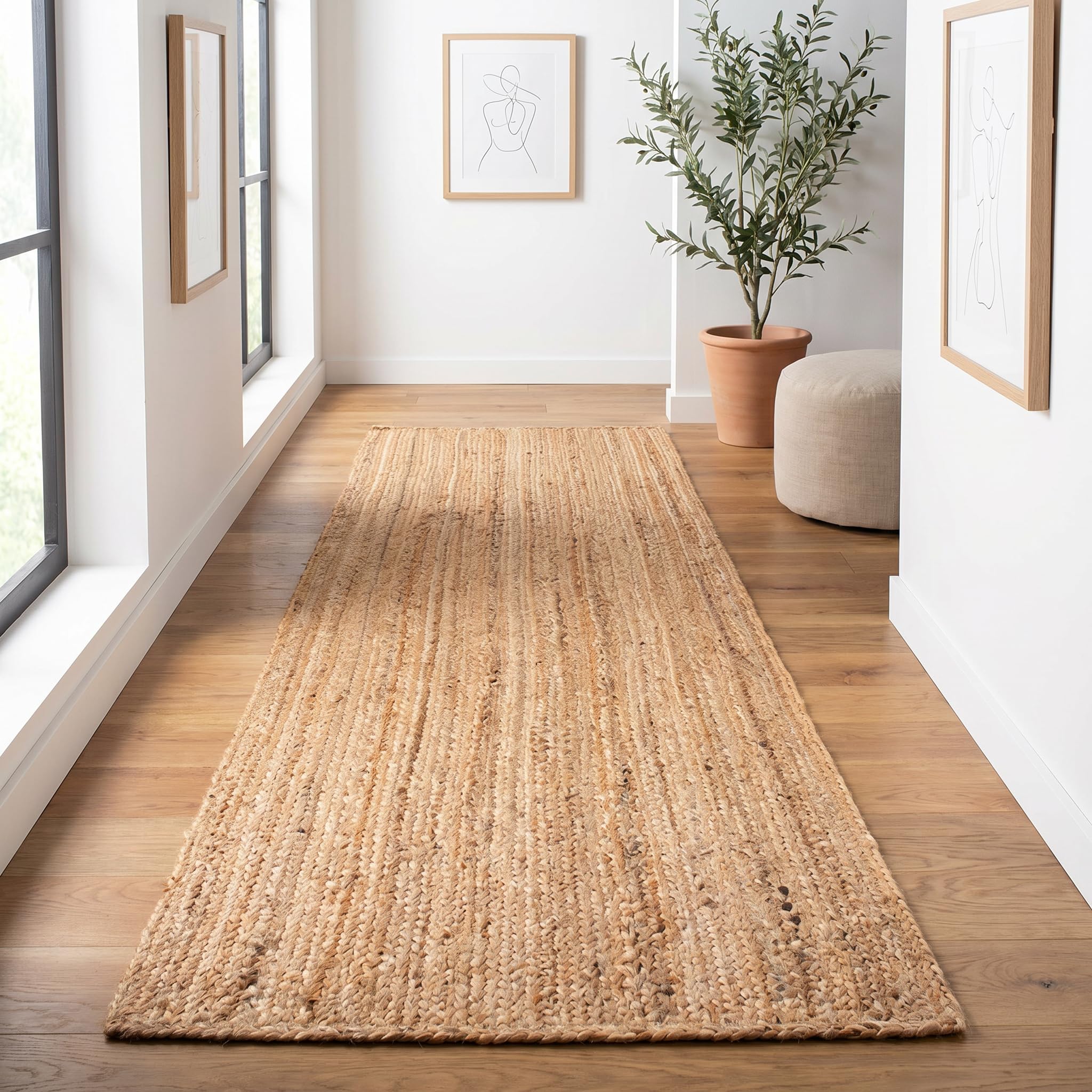 The Beer Valley jute braided runner in natural color for hallways.