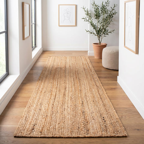 The Beer Valley jute braided runner in natural color for hallways.