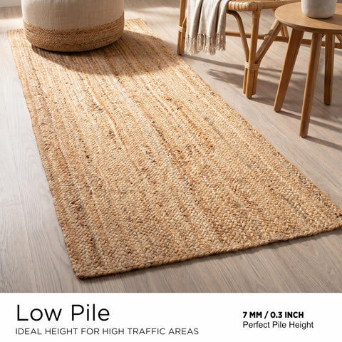 The Beer Valley natural jute fibers offer rustic charm and easy upkeep.