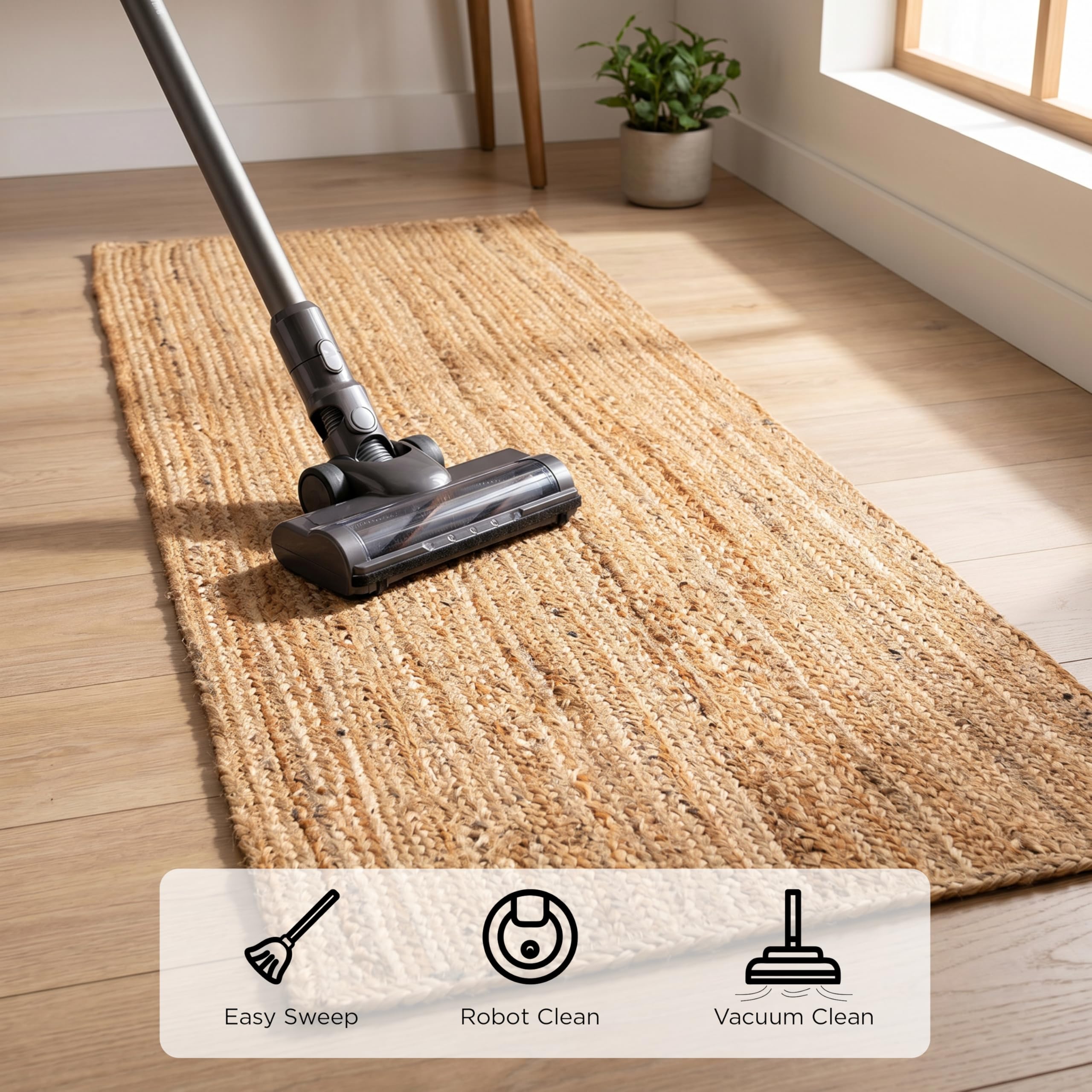 The Beer Valley braided texture hides minor dirt while complementing boho decor.