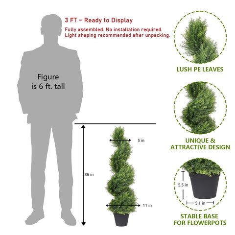 The Bloom Times artificial topiary cedar close-up shows dense two-tone foliage