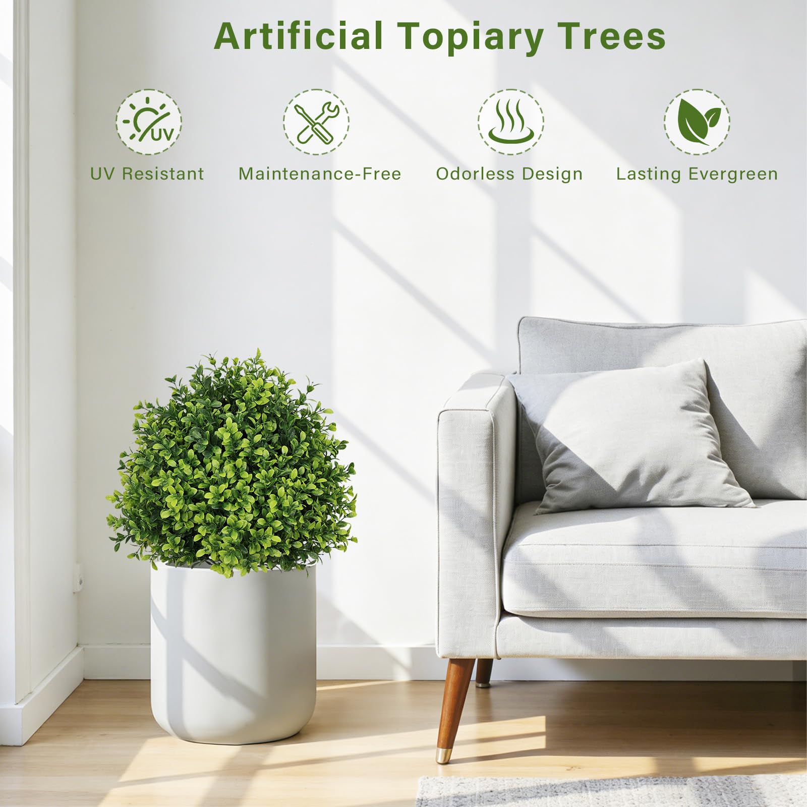 The Bloom Times UV-resistant topiary preserves color through seasons.