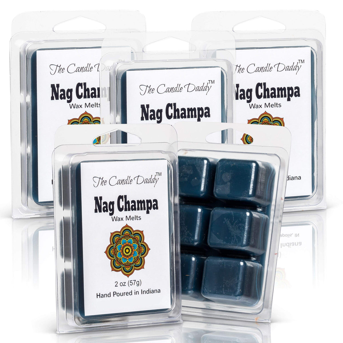 The Candle Daddy Nag Champa wax cubes close-up for rich home fragrance.