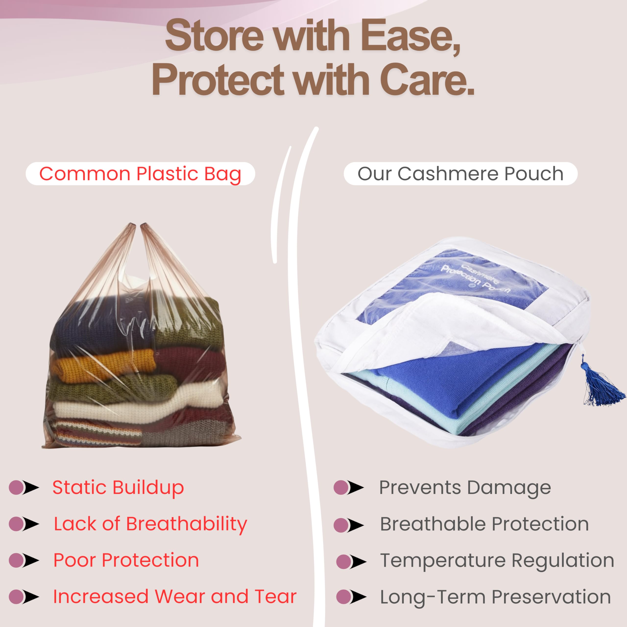 The Cashmere Choice XL stored with multiple cashmere pieces without crowding.