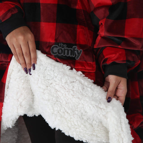 The Comfy Original giant pocket holds remotes and snacks.