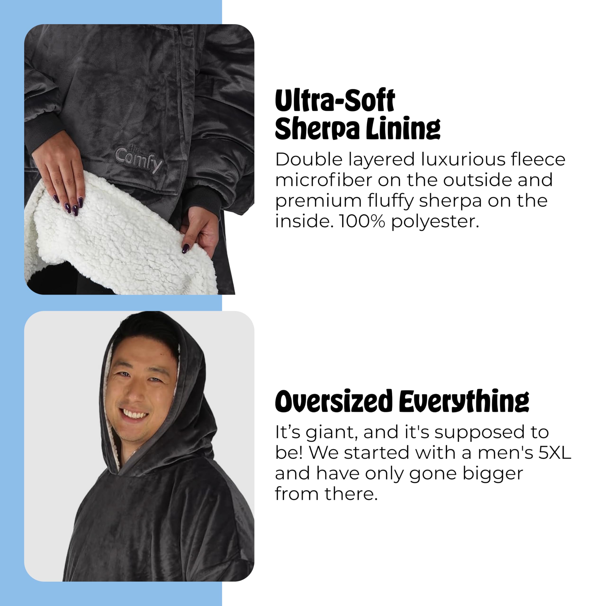 The Comfy Original giant pocket keeps essentials within easy reach.