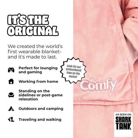 The Comfy Original giant pocket holds remotes and phones handy