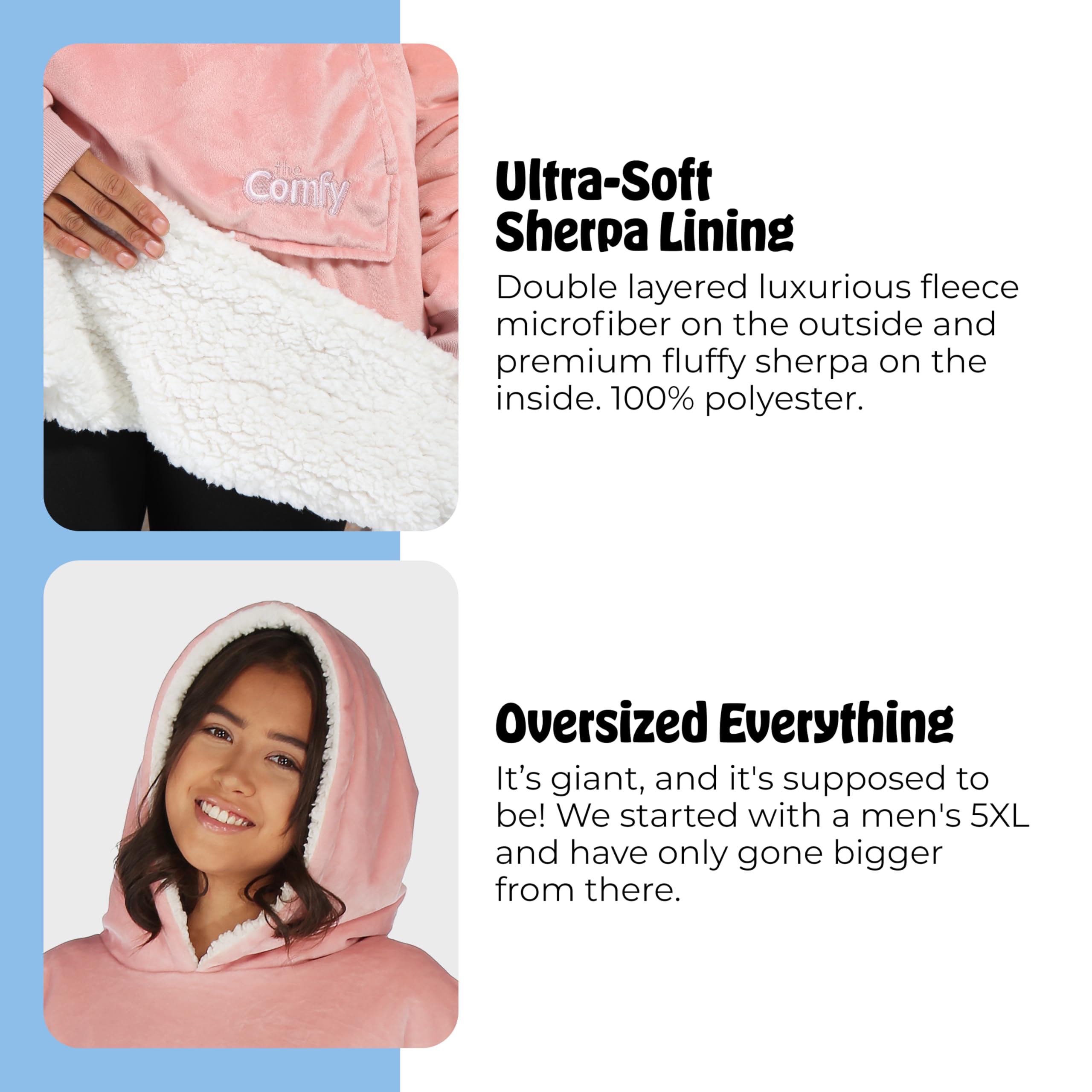 Close-up of The Comfy Original CloudSherpa lining showing plush warmth