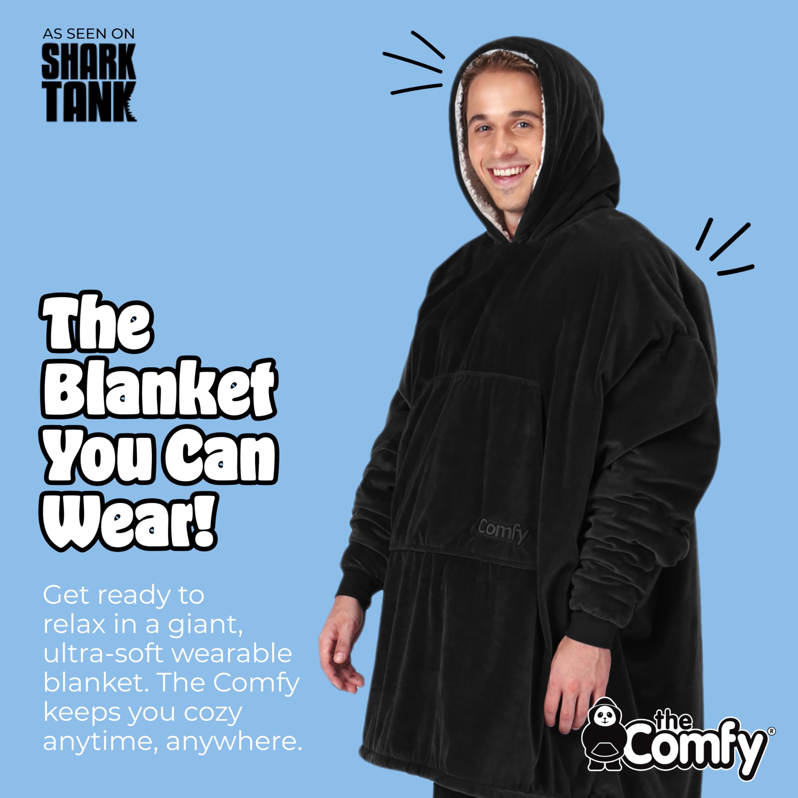The Comfy Original oversized fit in black emphasizes complete coverage with freedom to move