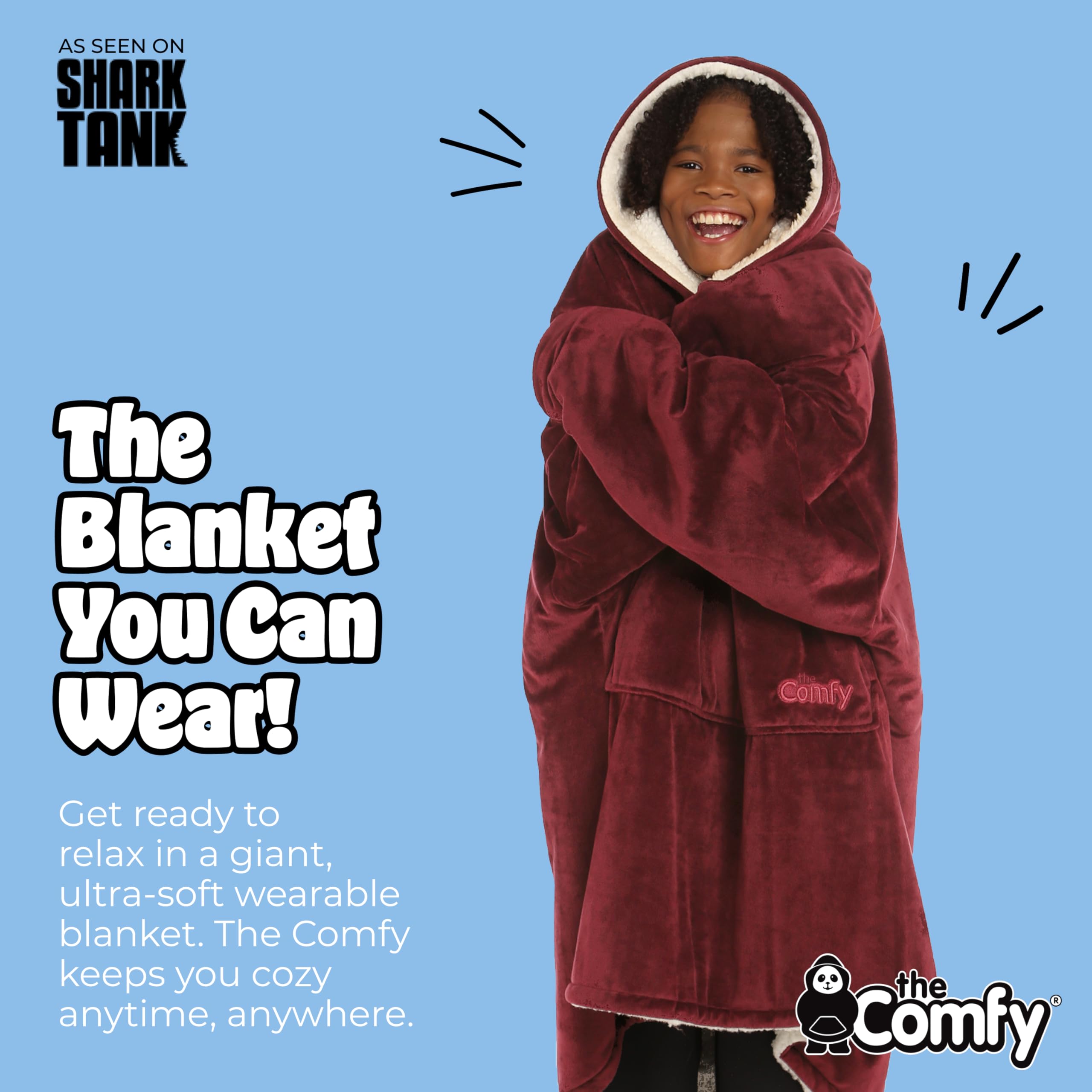 The Comfy Original oversized design with pocket and hoodie for easy lounging.