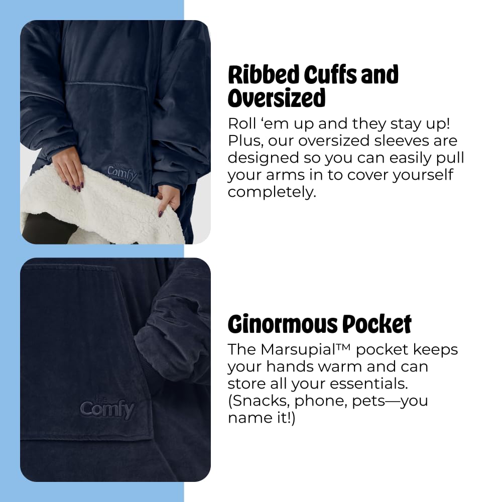 The Comfy Original sherpa-lined on-lap wrapping for full coverage