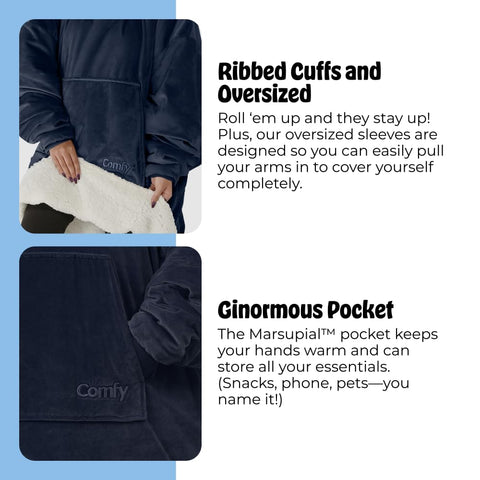 The Comfy Original sherpa-lined on-lap wrapping for full coverage