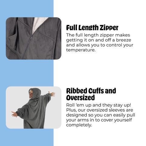 The Comfy ribbed cuffs secure sleeves for easy movement around the house.