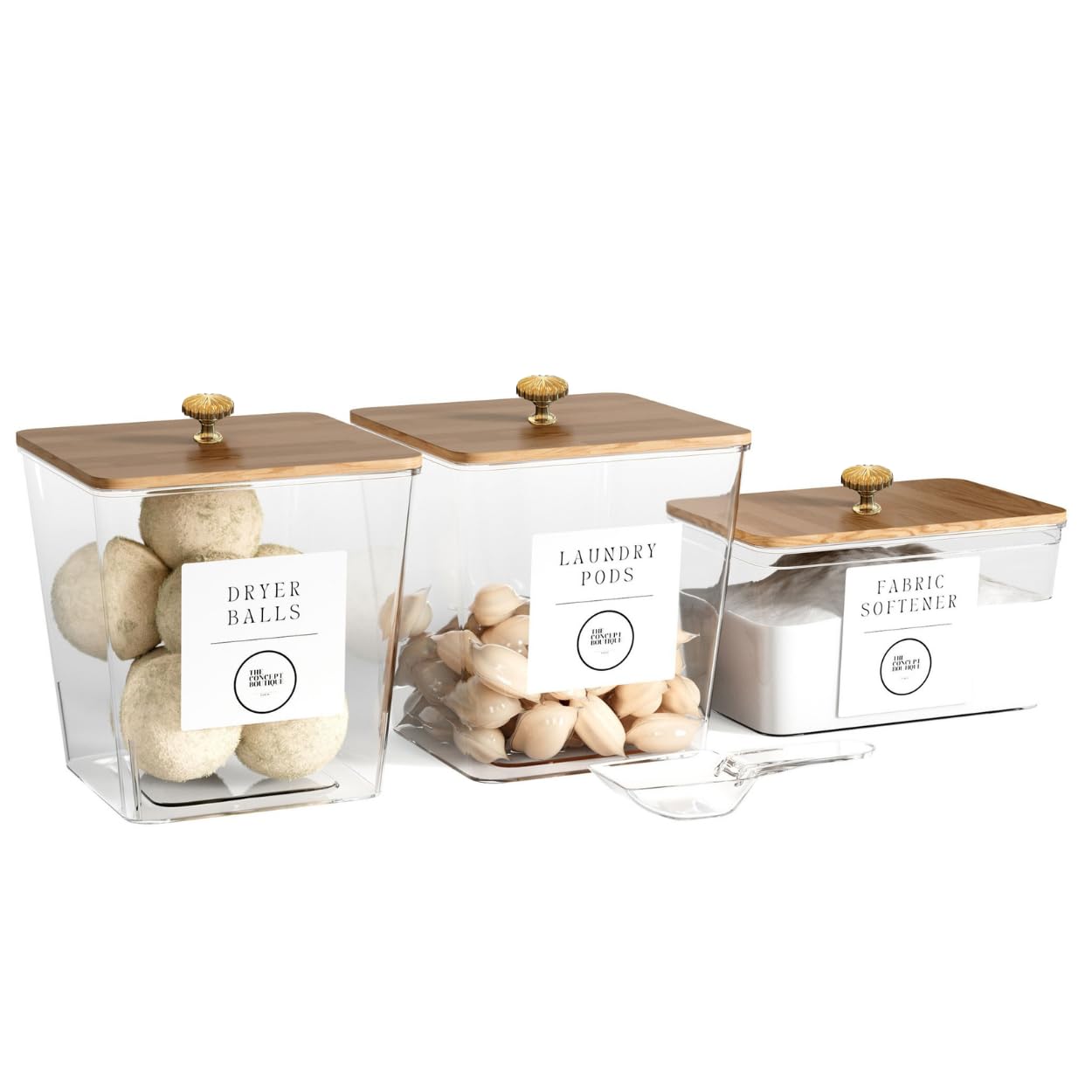 The Concept Boutique - Paris clear pods container keeps laundry pods visible and accessible.
