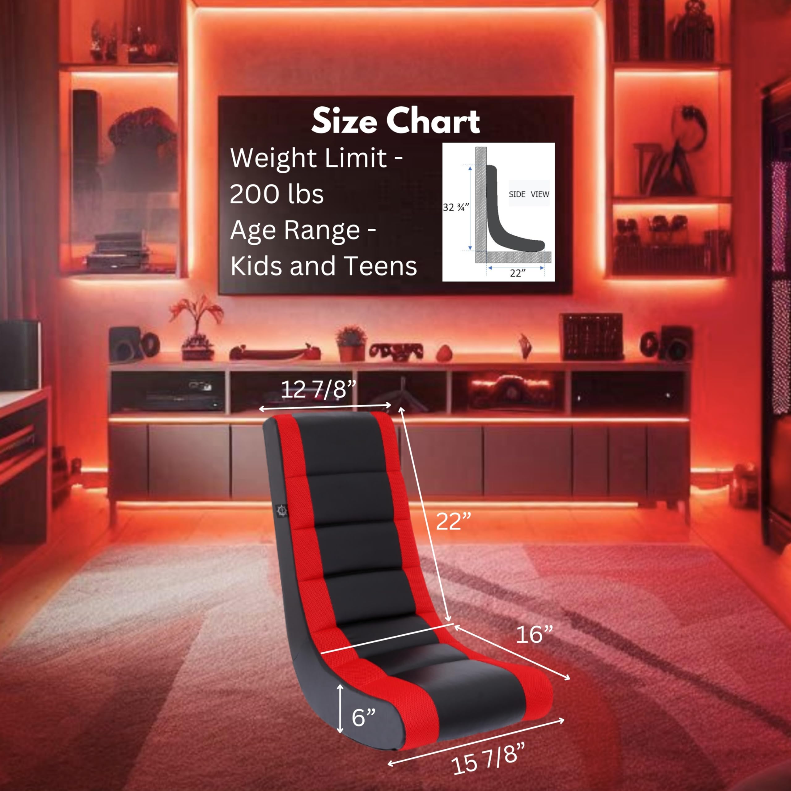 The Crew Furniture Classic Video Rocker PU faux leather and mesh texture for easy cleaning.