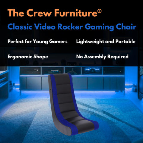 The Crew Furniture Classic Video Rocker side view highlights compact, portable design for room-to-room play.