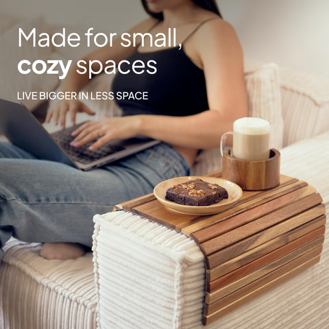 The Lazy Store Acacia detachable cup holder keeps drinks secure.