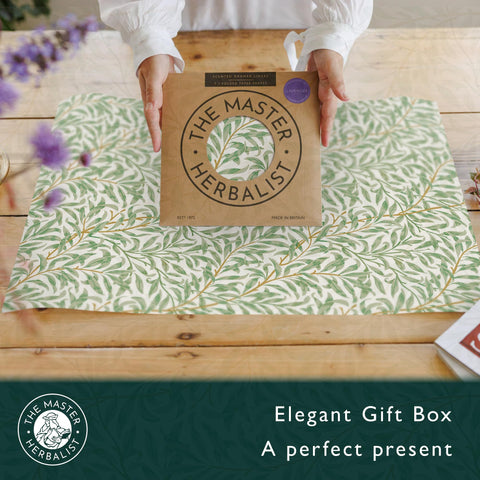 The Master Herbalist scented drawer liner sheets offer non-adhesive backing for easy reposition
