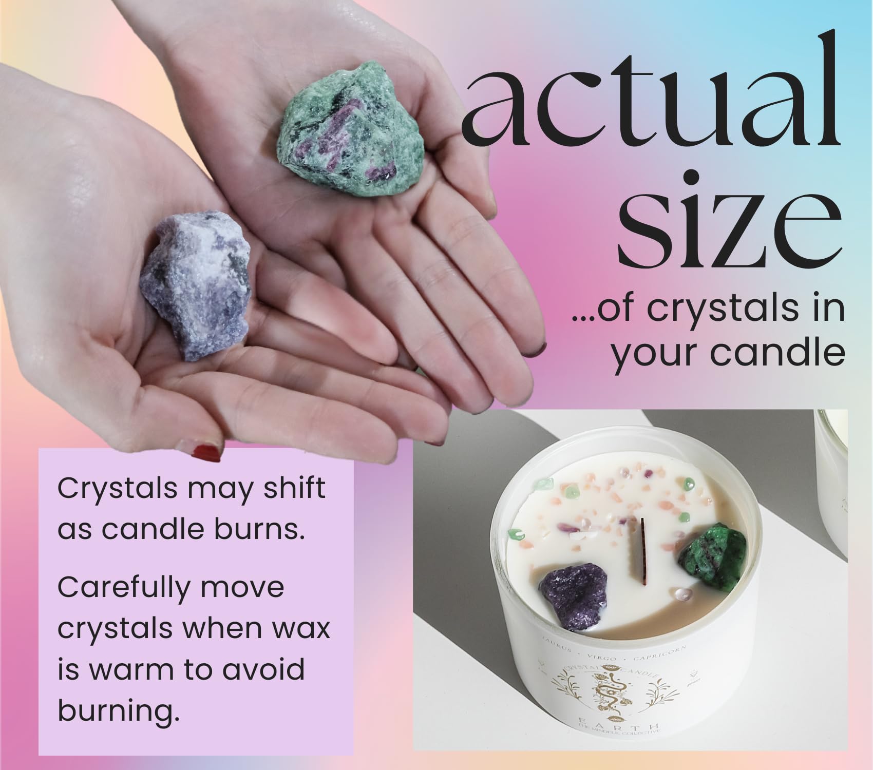 The Mindful Collective crystal candle supports meditation and yoga practice with soothing ambiance.