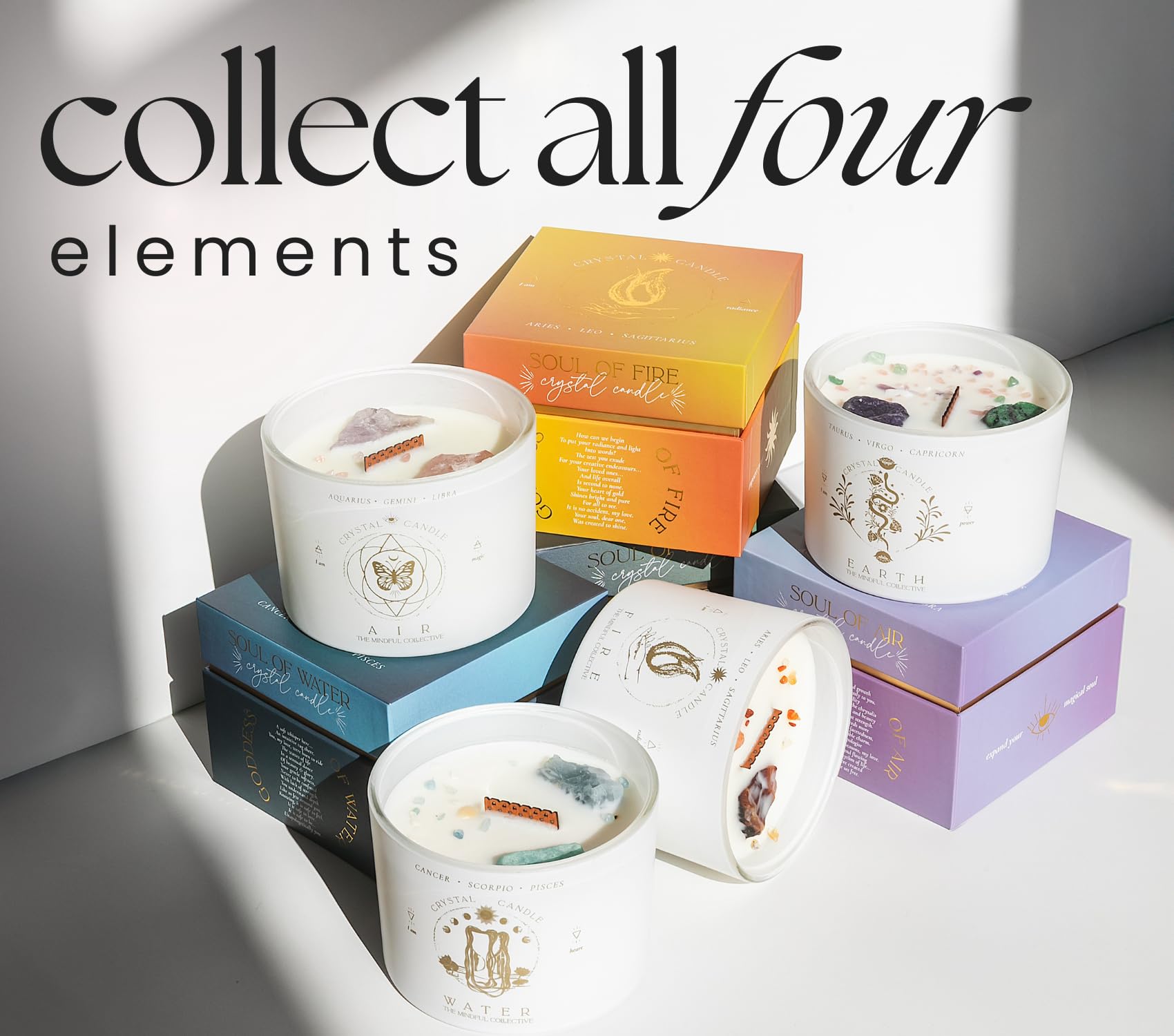 The Mindful Collective home decor candle enhances room ambience with serene light.