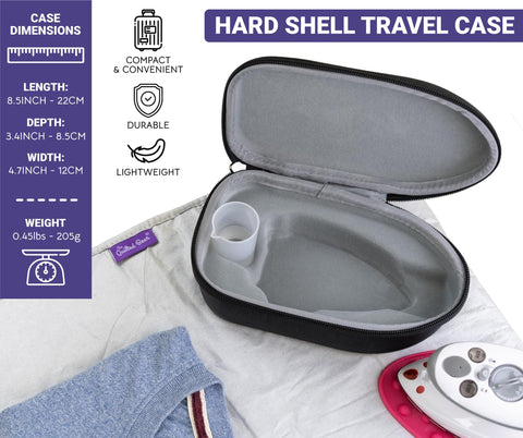 The fast heat-up mini iron tackles wrinkles and craft tasks quickly.