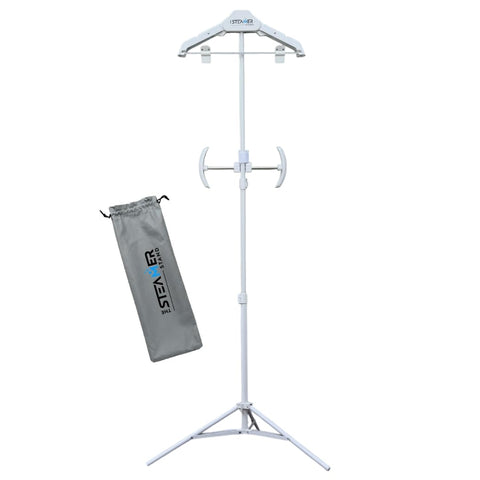 The Steamer Stand Deluxe folded compact for travel and storage.