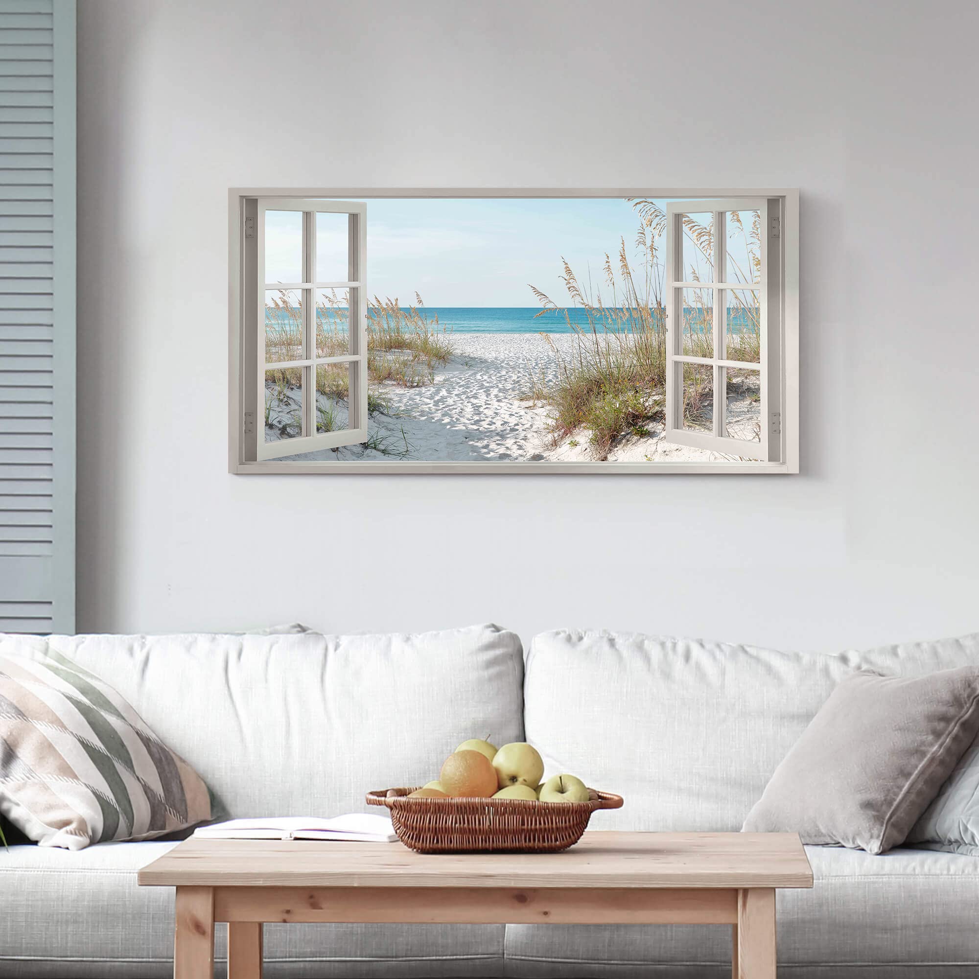 The Stream Design Beach wall art arrives ready to hang with hardware included.