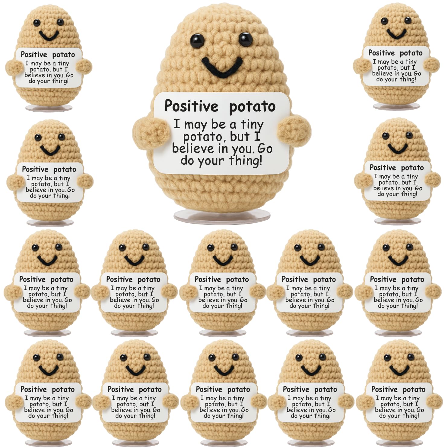 The Trend Collection 15-pack emotional support potato plush group shot, perfect for gifting at events.