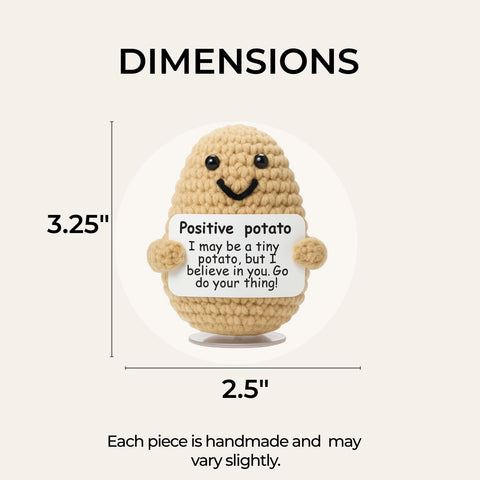 The Trend Collection emotional support potato plush closeup with removable stand highlights desk-ready design.