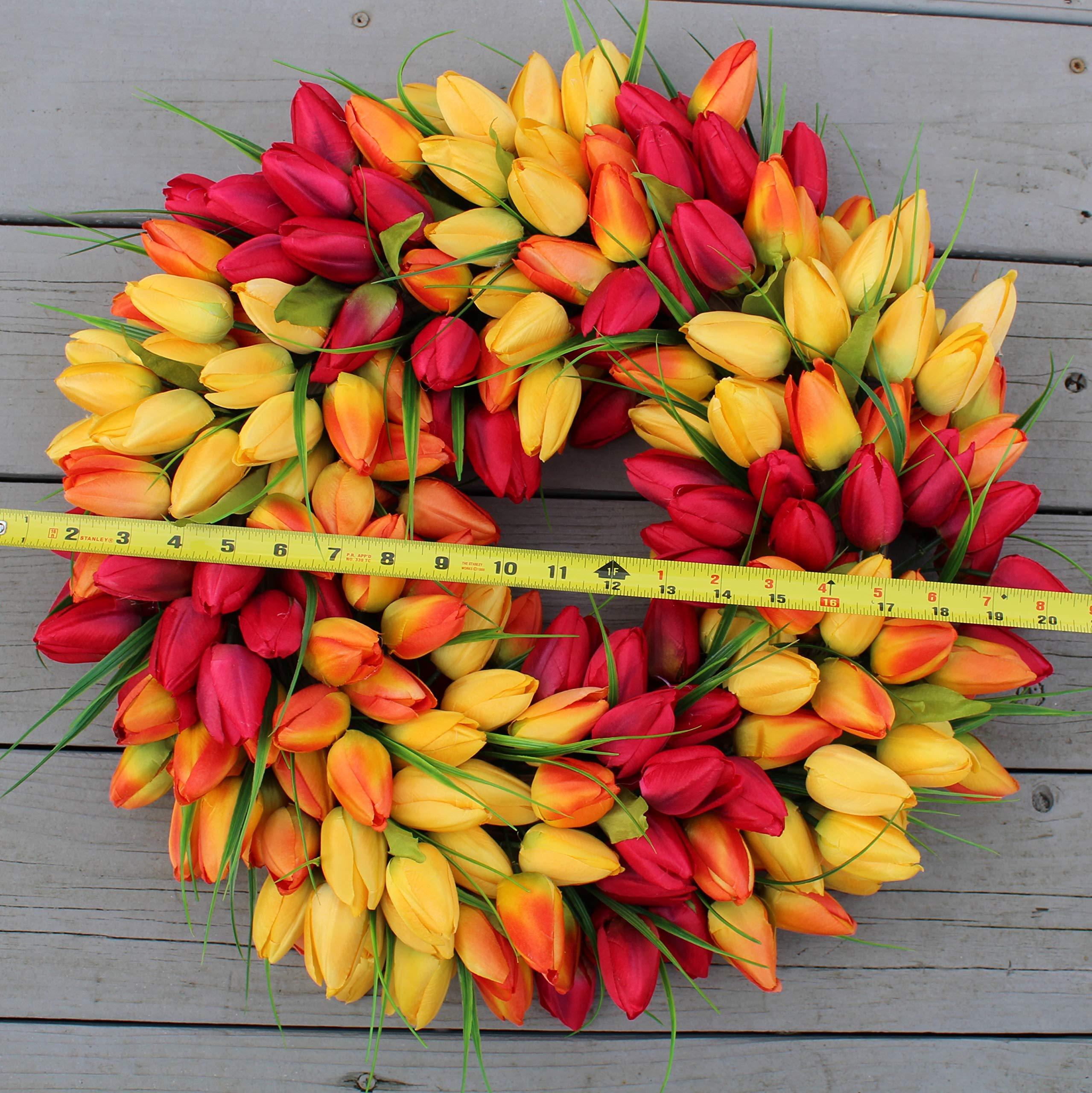 USA-designed craftsmanship highlighted on The Wreath Depot blush tulip wreath.