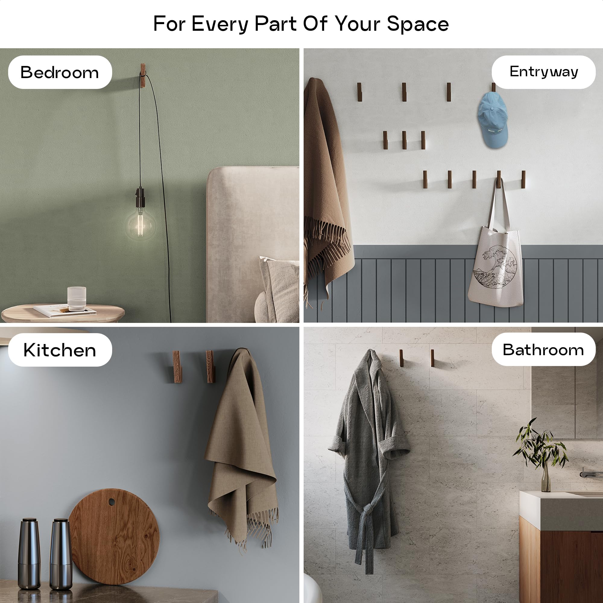 TheHrdwoodCom entryway wall hooks support coats, bags, and hats