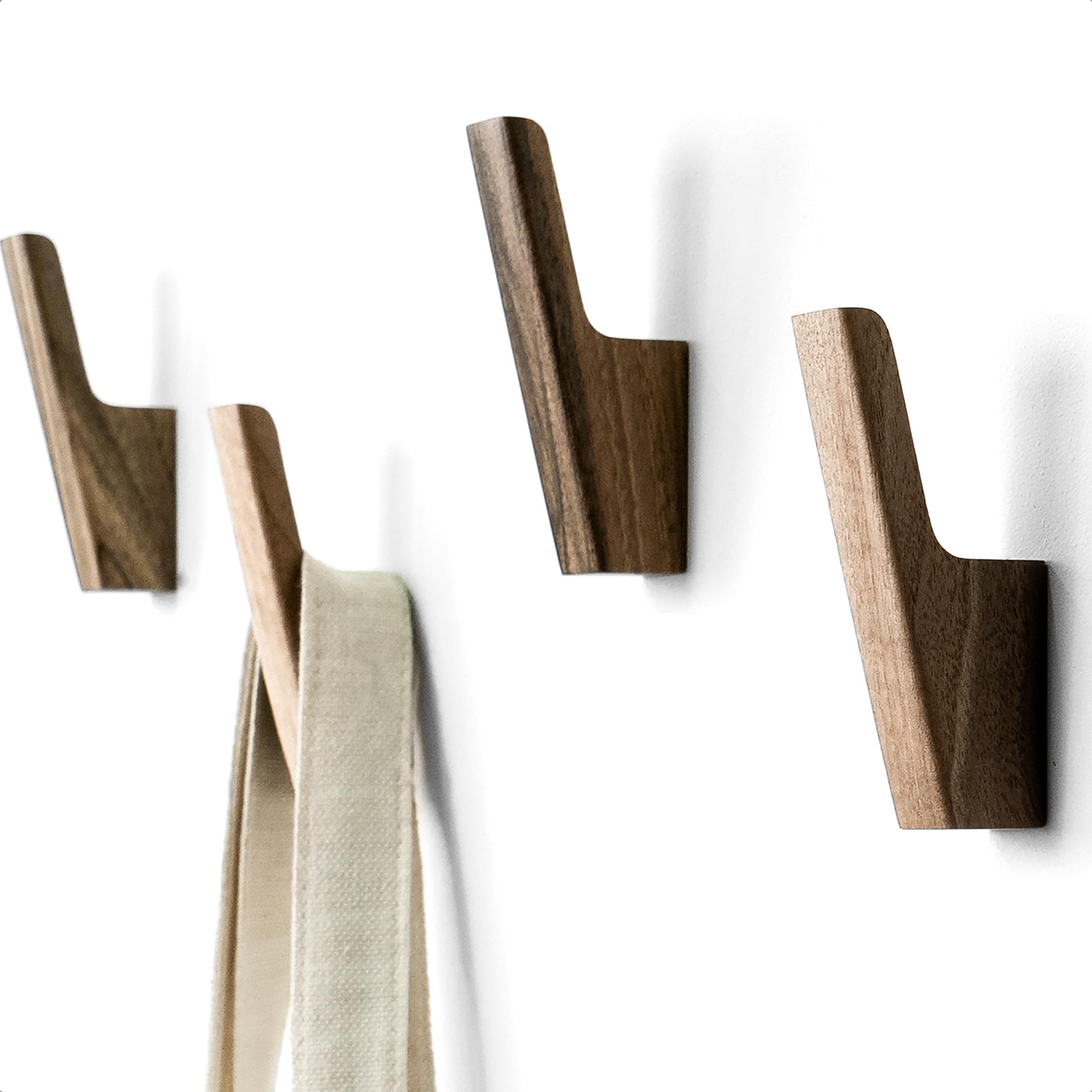 TheHrdwoodCom dark walnut wall hooks with rich grain for jacket and bag hanging